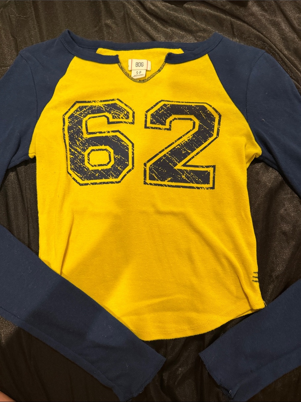 BDG Yellow & Navy '62' Raglan Long-Sleeve Tee